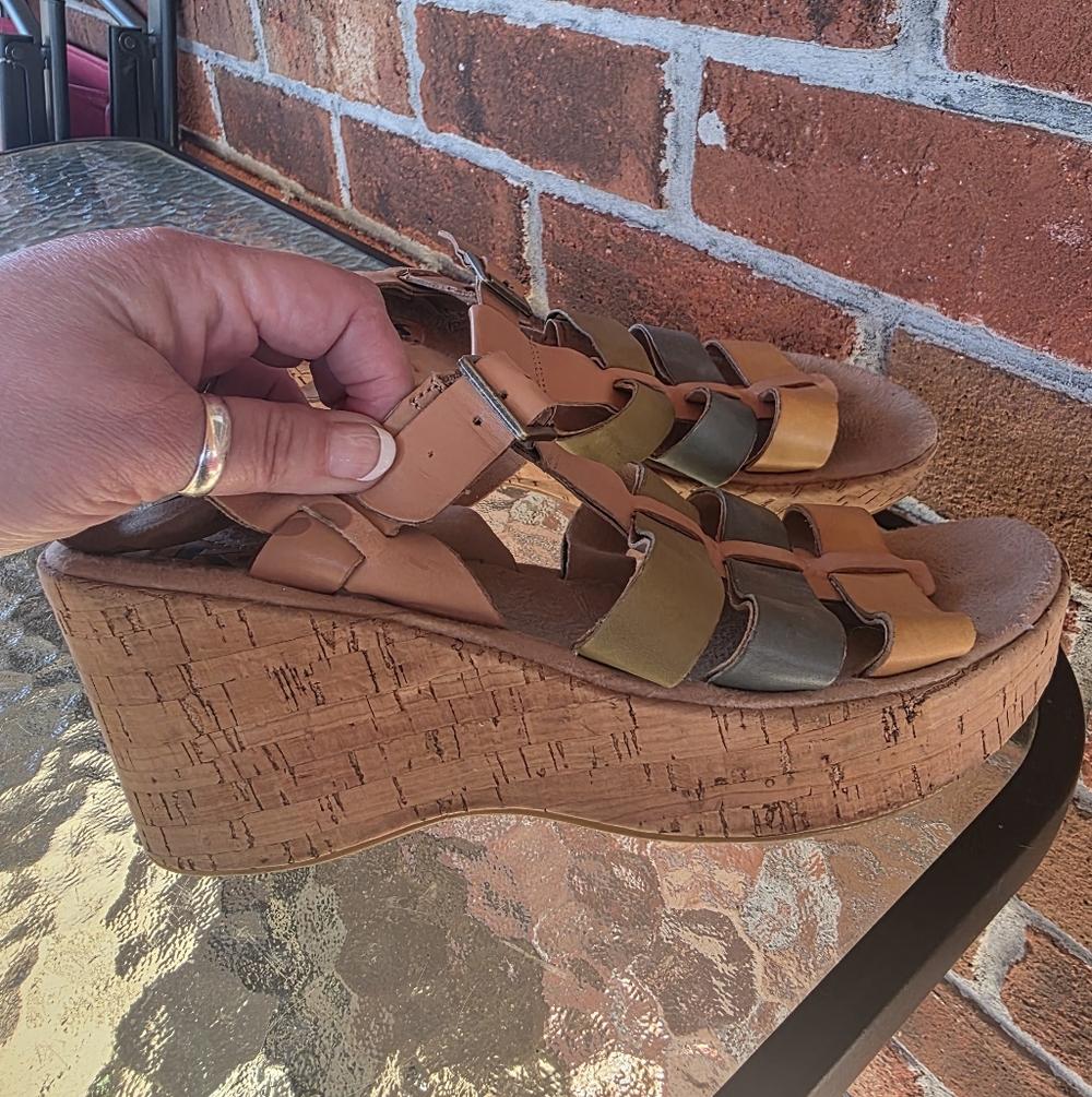 Korks Multi-Color Cork Wedge Sandals